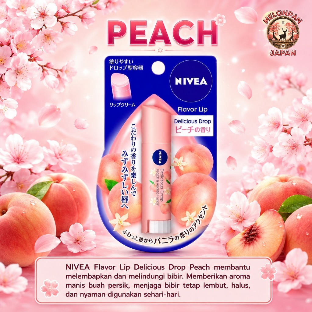 Jual Nivea Flavor Lip Peach Jepang, Lip Balm Nivea Jepang, Lip