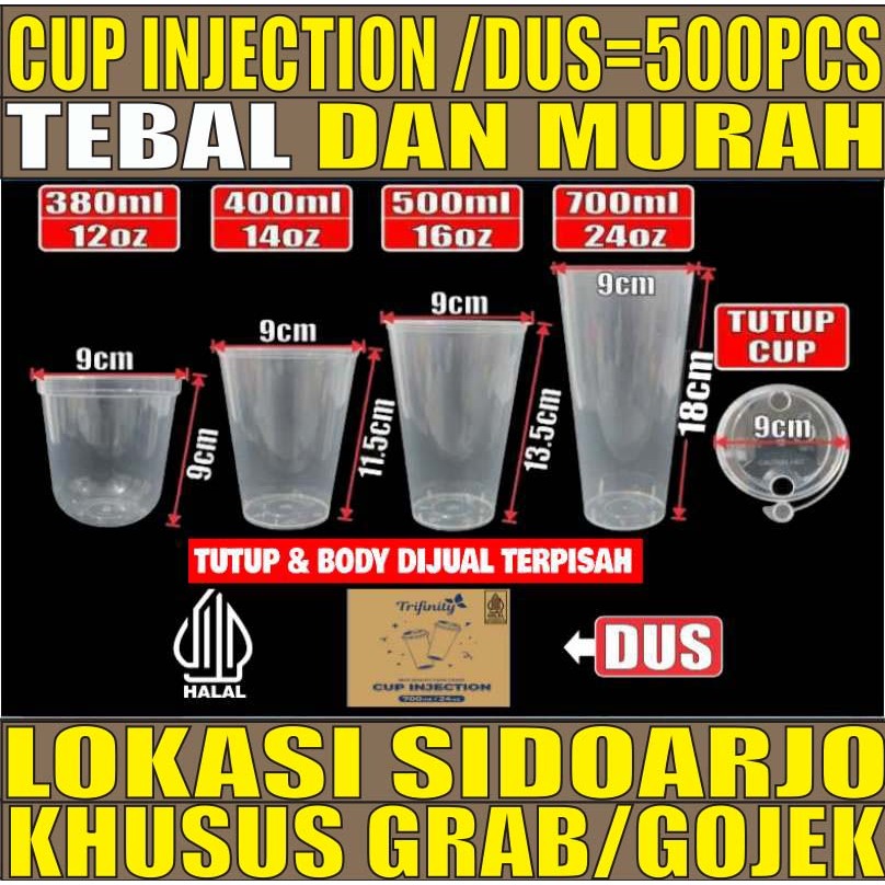 Jual Cup Injection HALAL Tebal 12oz 380ml 14oz 400ml 16oz 500ml 24oz ...