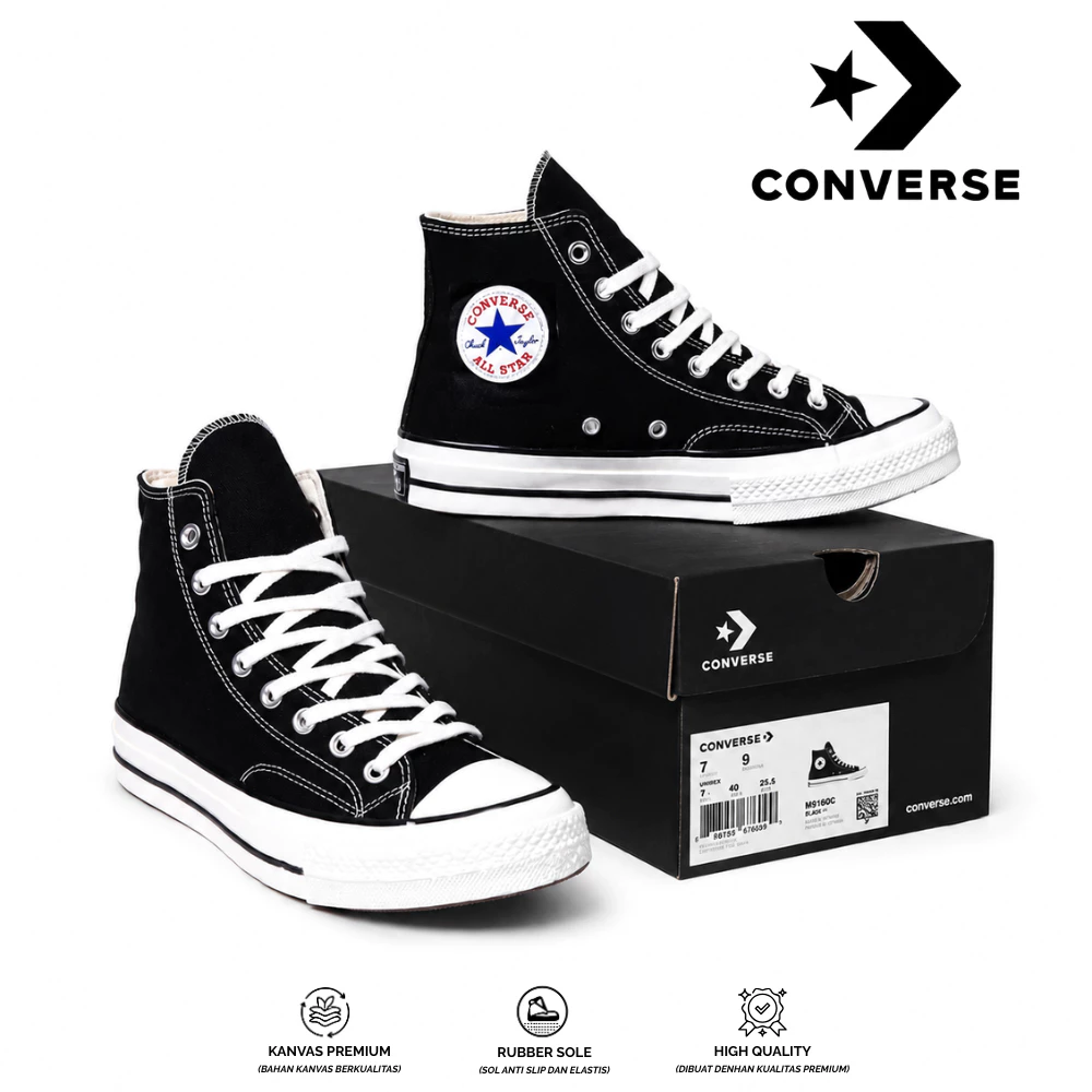 Converse All Star High Black White Unisex Terlaris