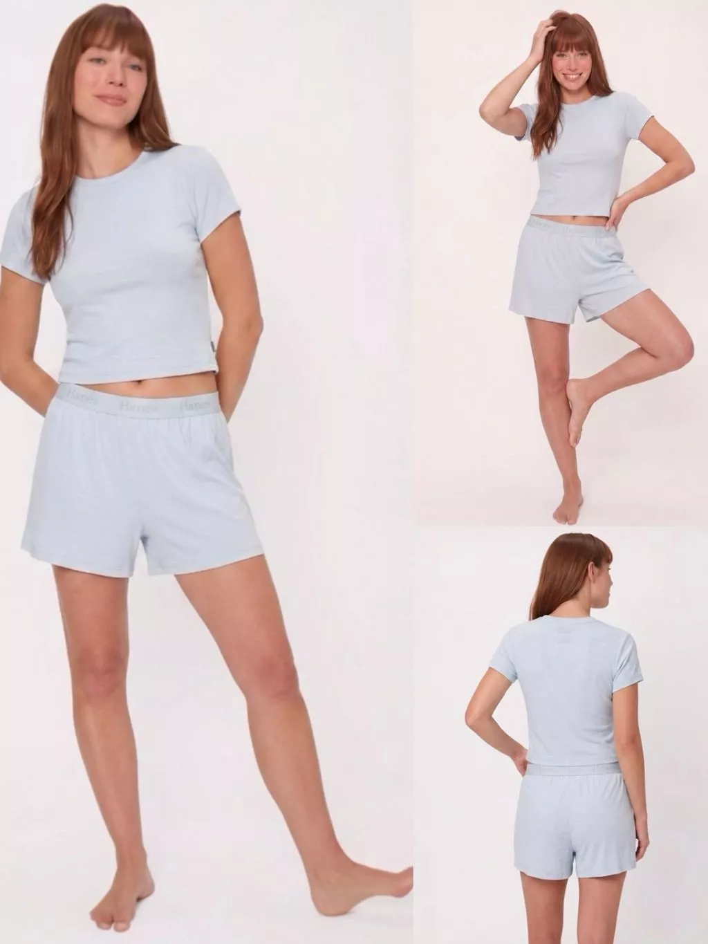 Setelan Baju Tidur Wanita HNS SuperSoft Comfywear Women’s Ribbed Tee & Shorts Pajama Set - 2518