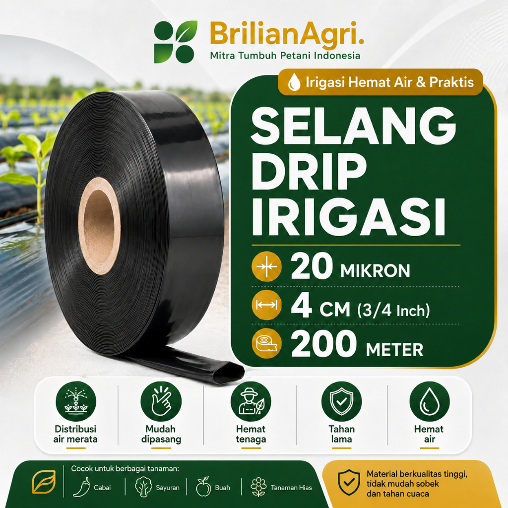 BRILIAN - Selang Drip 20 micron 4 cm 200 meter