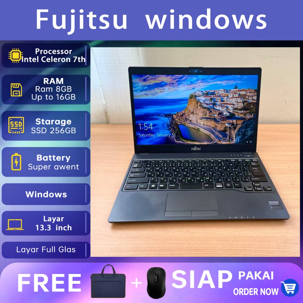 Jual Laptop Fujitsu FUTRO MU937 Gen7 celeron 3865U SSD 256GB RAM 4