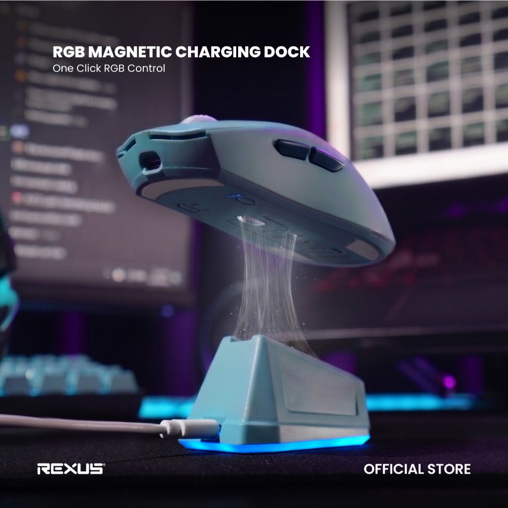 Rexus Xierra RX108 V2 Mouse Gaming Wireless Dual Connection - Include Charging Dock (2)