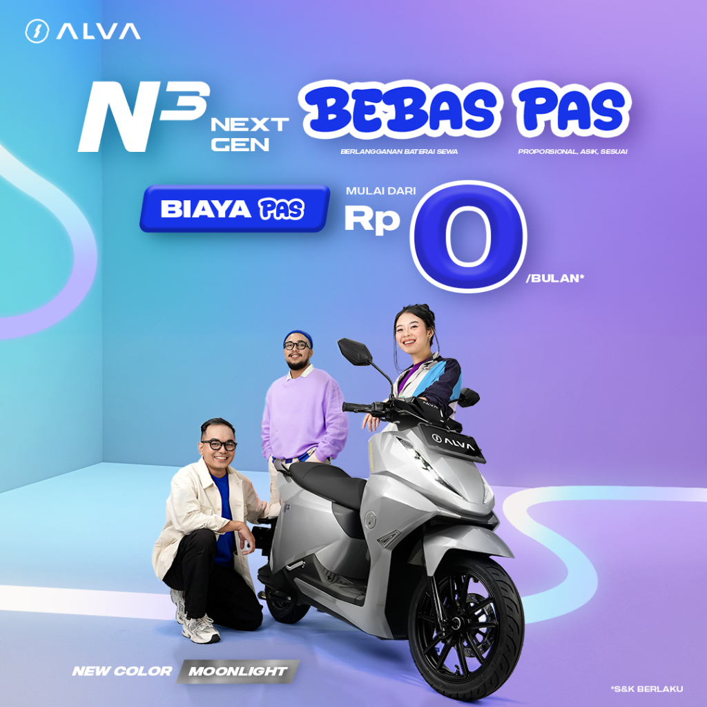 ALVA - ALVA N3 NEXT GEN Sepeda Motor Listrik Berlangganan Baterai Sewa