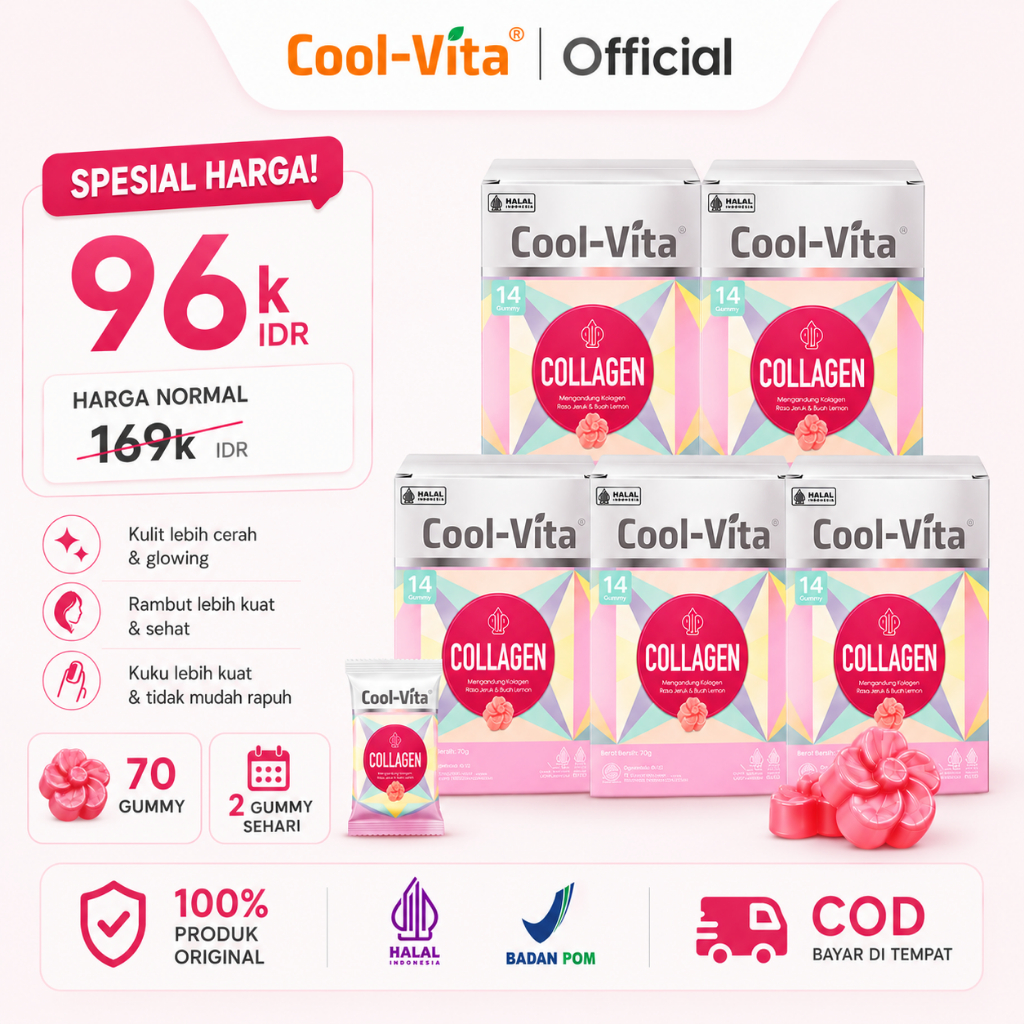 Jual Coolvita 5 Box Collagen Gummy - Suplemen Kolagen 120mg Manis dan ...