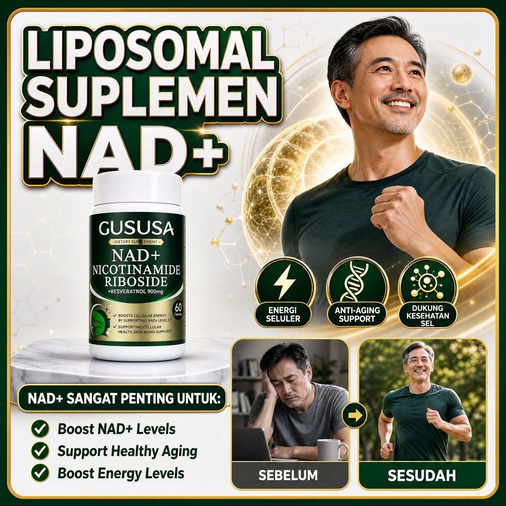 GUSUSA Supplement Anti-aging NAD+ Suplemen Nicotinamide Riboside Mendukung Kulit Bercahaya & Anti Penuaan Sehat Tingkatkan Energi Sel & Kesehatan Kulit