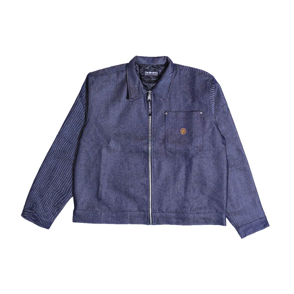 Jual Shining Bright Light Gold Work Jacket Denim - Blue | Shopee Indonesia