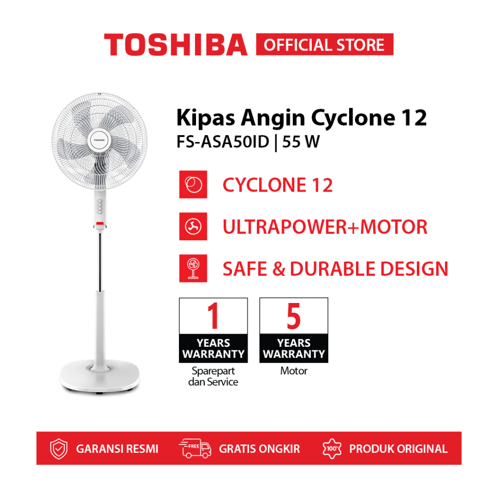 Kipas Angin Berdiri Toshiba 16 Inch FS-ASA50ID | Hemat Daya | Angin Kencang & Stabil