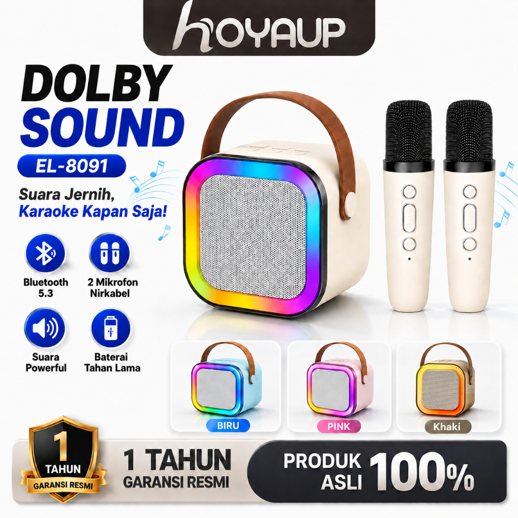 Jual HOYAUP Bluetooth Mini Speaker Karaoke Set 2 Wireless Microphone ...