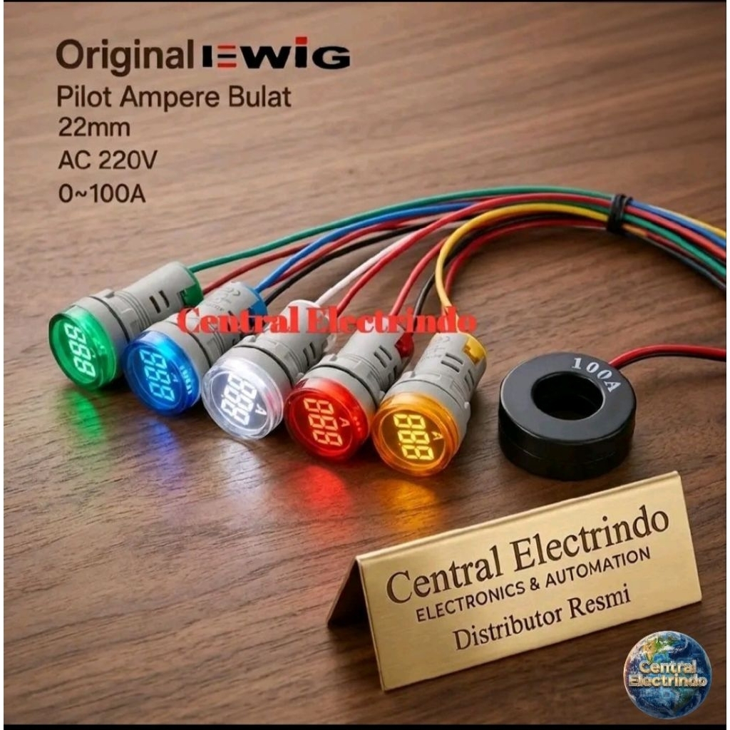 Jual Pilot Lamp LED With Ampere Indicator 22mm 0~100A Max 380V EWIG ...