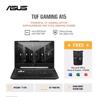 ASUS TUF Gaming A15 FA506NCQ - Graphite Black [AMD Ryzen 7 170 / NVIDIA GeForce RTX 3050 / 512GB / 15.6inch / WIN11 / OH24 / M365] FA506NCQ-R735B1T-HM / FA506NCQ-R735B6T-HM