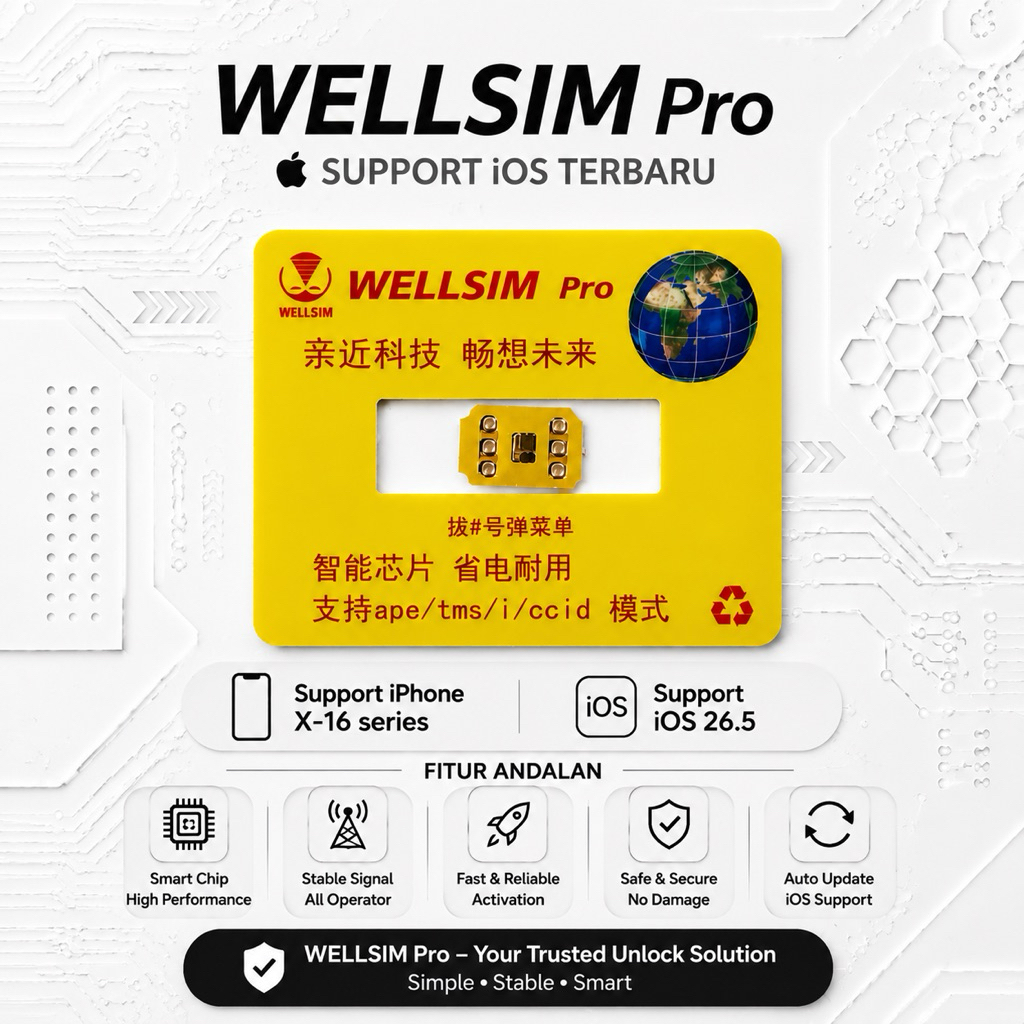 Jual Sim Sticker/RSim Merk Wellsim Pro Support Ios 26 Terbaru For ...