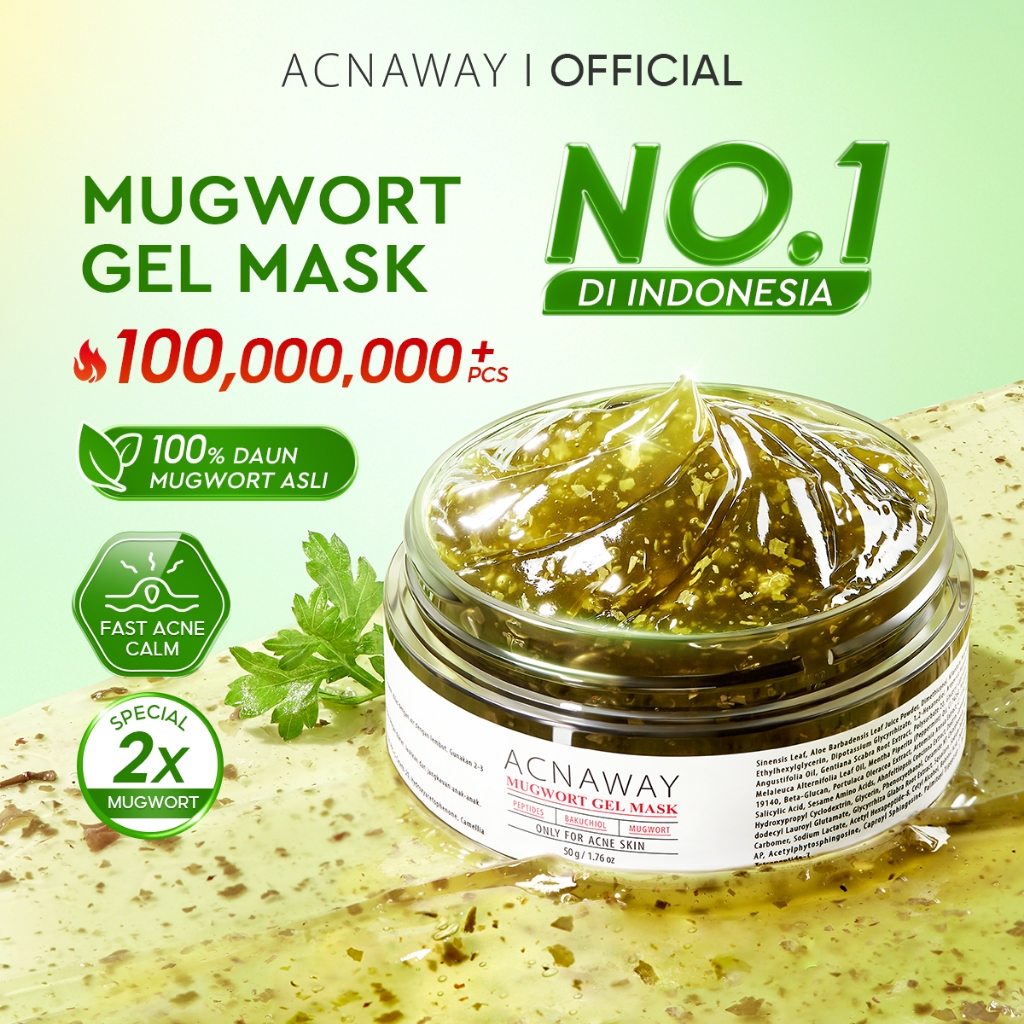 ACNAWAY Advanced Mugwort Gel Mask– Face Mask Gel Masker Wajah untuk Kulit Berjerawat | Mencerahkan, Menghaluskan & Membersihkan Pori|Anti Kusam, Komedo & Minyak|Acne Skincare Brightening & Pore Care Masker Komedo Sleeping Mask Masker Acne