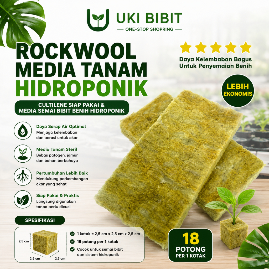 Rockwool Media Tanam Hidroponik Siap Pakai & Media Semai Benih Sayuran dan Buah Hidroponik