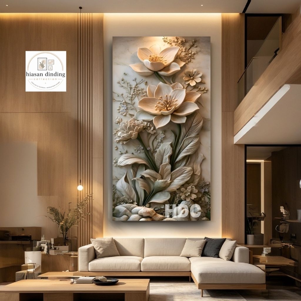 HIASAN DINDING MOTIF BUNGA 3D UKURAN BESAR HOME DECOR