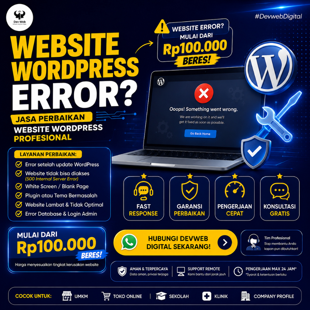 Jasa Perbaikan Website Error WordPress | Error 500 | White Screen | Website Tidak Bisa Diakses