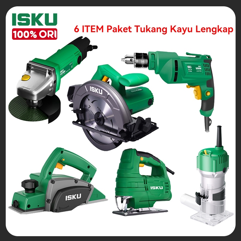ISKU Mesin Tukang Kayu Paket Komplit 6 Item Circular Saw Planer Ketam Bor Listrik Gerinda Tangan Trimmer Profil Jigsaw Alat Pertukangan Mebel Furniture Tugas Berat Motor Tembaga Murni Pilihan Variasi Beli Satuan Atau Set Lengkap Harga Spesial