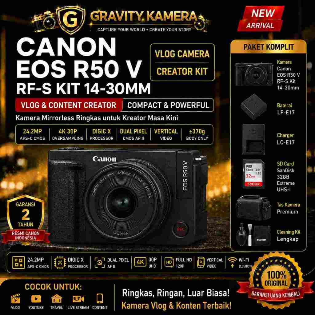 Jual CANON EOS R50 V RF-S KIT 14-30MM F4-6.3 MIRRORLESS CAMERA / CANON ...