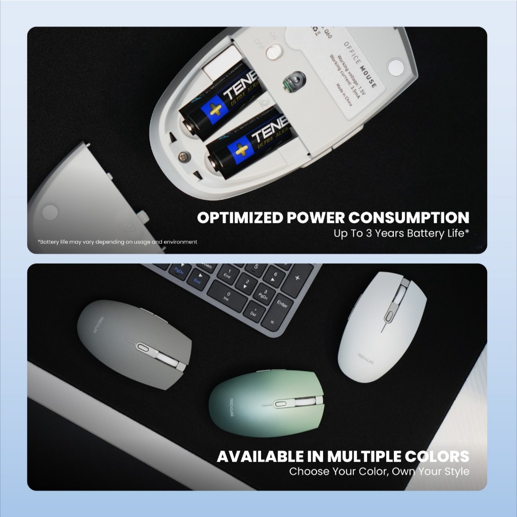 Rexus Q60 Wireless Office Mouse Silent Click Up to 3 Years Battery Life (2)