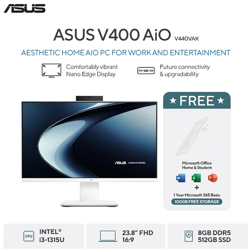 PC Asus AIO V440VAK i3 1315U 8GB 512GB SSD 23.8" FHD W11 Garansi Resmi