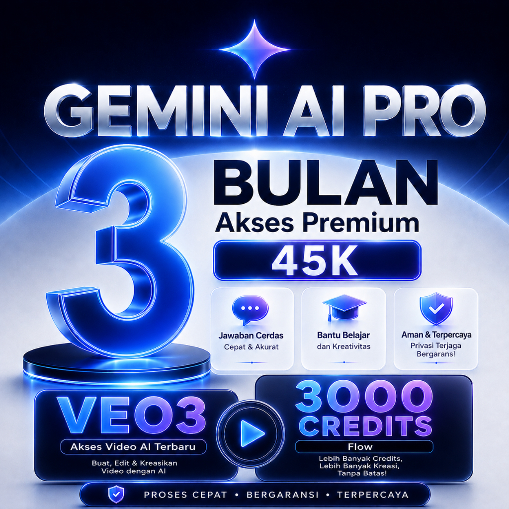 Gemini AI Pro 3 Bulan | Veo 3 | 3000credtis flow