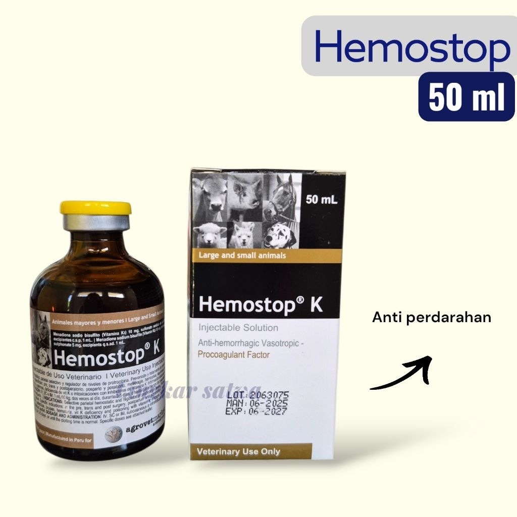 Jual Hemostop 50 ml / Vit K injeksi hewan / Agrovet | Shopee Indonesia
