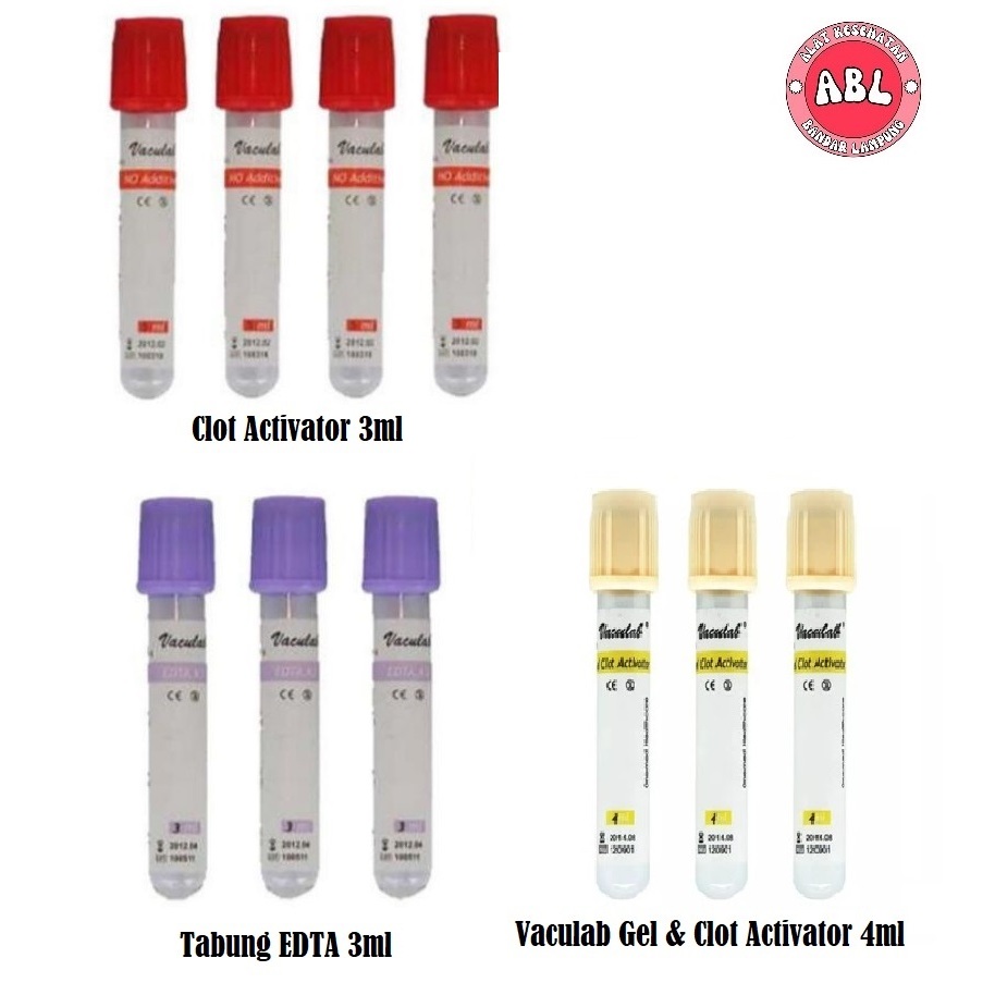 Jual Tabung Vaculab EDTA K3/ Serum Cloth Activator 2 ml 3ml 4 ml ...