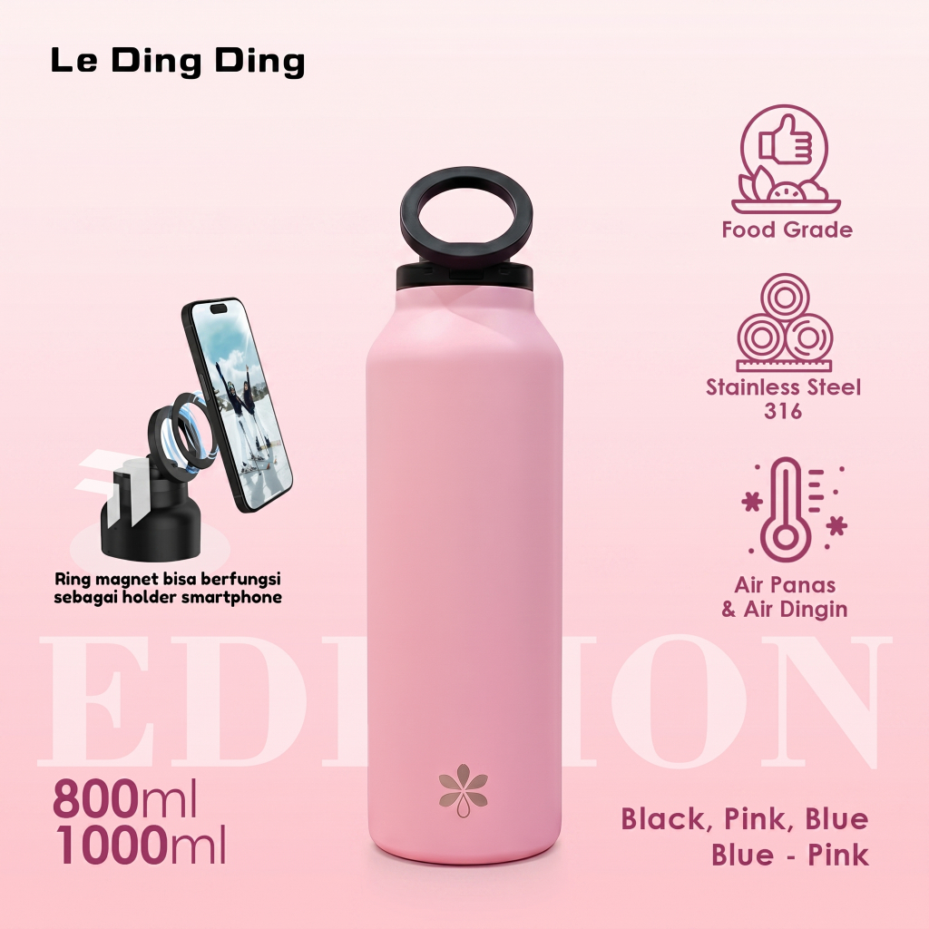 Jual LeDingDing-Tumbler Stainless Ring Magnet Phone Holder Double Wall ...
