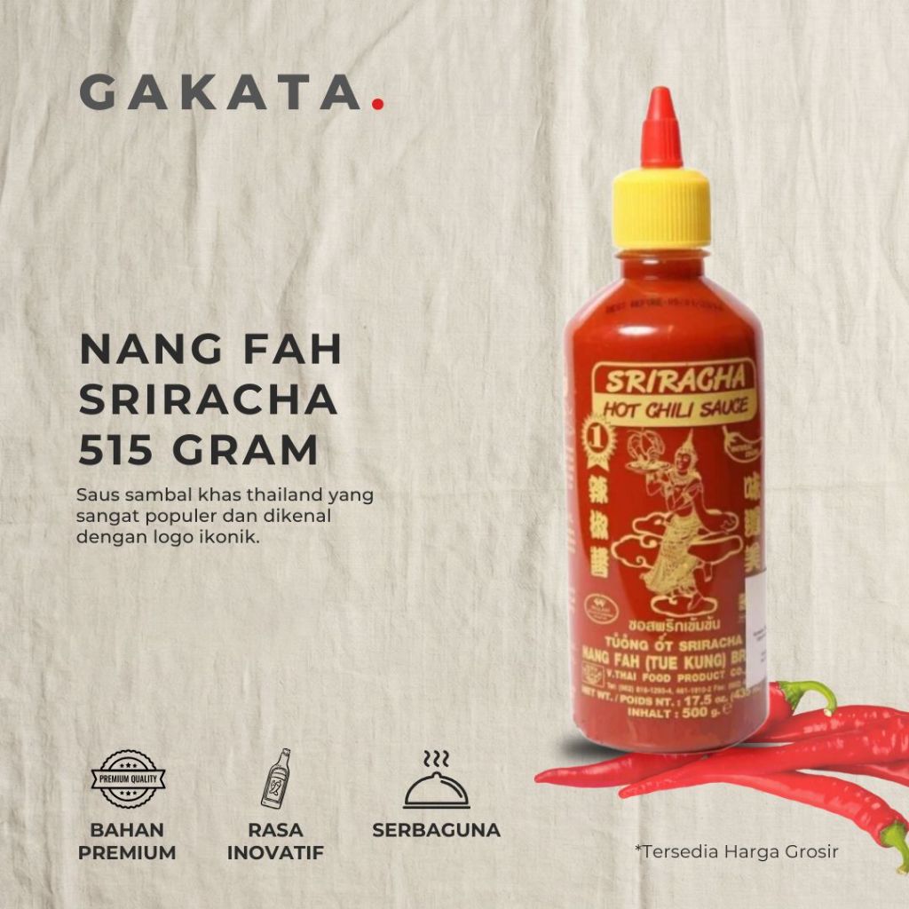 Jual Sri Racha Sriracha Hot Chili Sauce Saus Sambal 515gr Nang Fah Saos ...