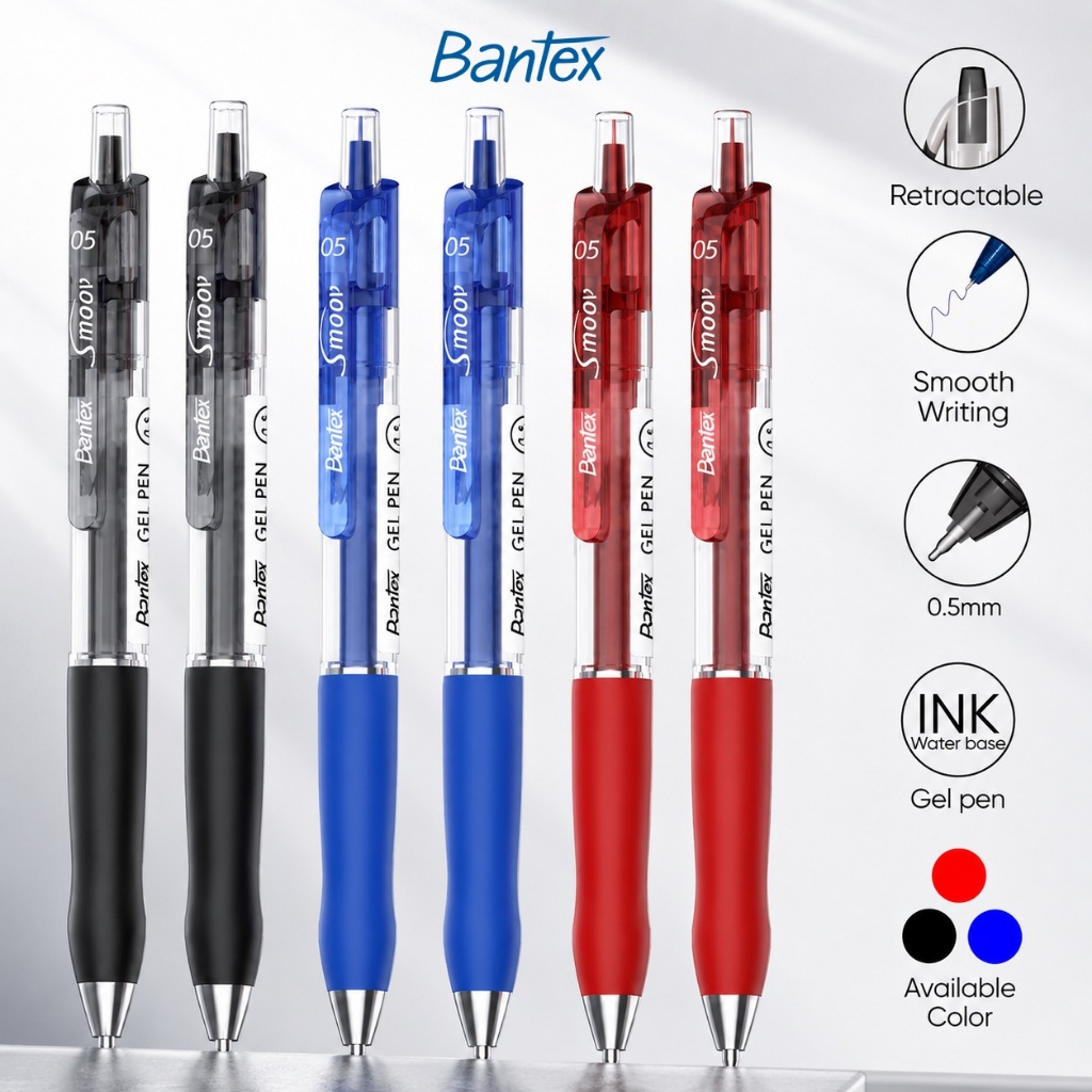 12PCS Pulpen Pena / Gel Pen 0.5 mm Ultra-Smooth Ink Soft Rubber Grip Satu Set