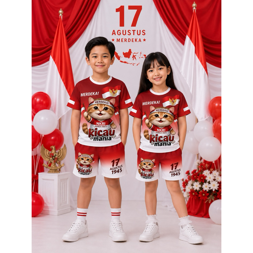 Setelan Kicau Mania Kemerdekaan 17 Agustus laki laki/perempuan bahan milano