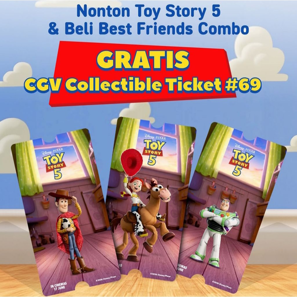 Jual TOY STORY 5 X CGV COLLECTIBLE TICKET 69 OFFICIAL MERCHANDISE WOODY ...
