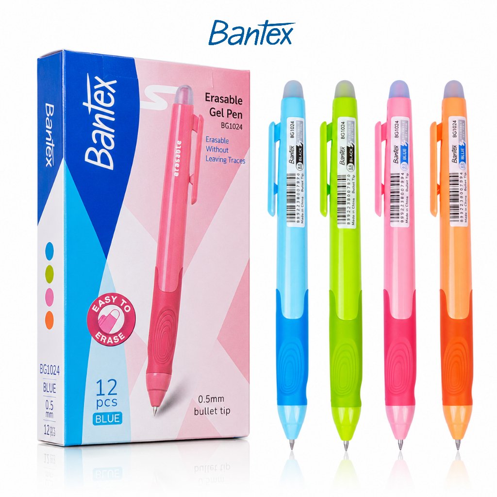 Bantex Erasable Gel Pen 0.5 mm / Pulpen Bisa Dihapus Tinta Biru Soft Grip BG1024
