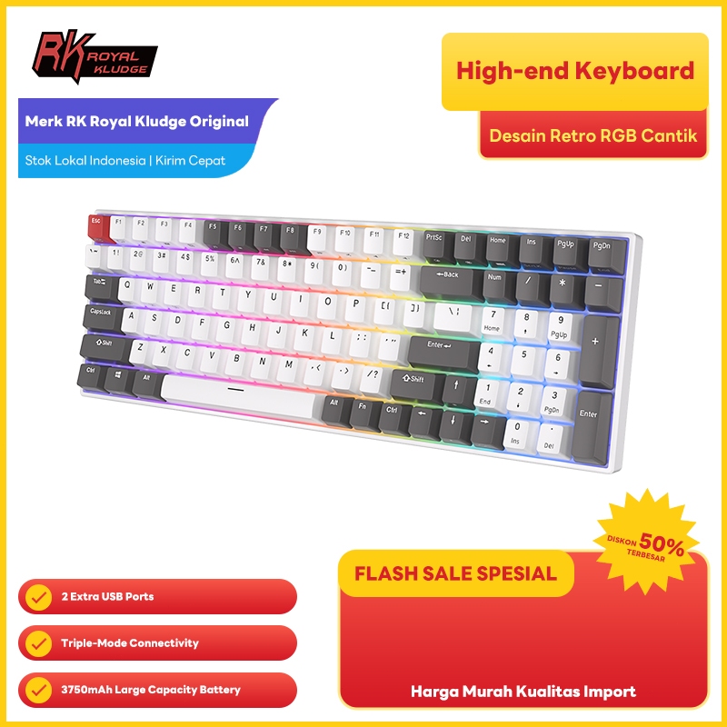 Jual Royal Kludge RK 100 Grey 100 Key Gaming Keyboard | Shopee Indonesia