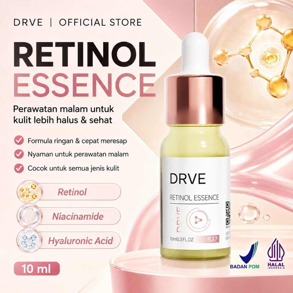 COD Serum Wajah DRVE Retinol Essence 10ml - membantu Regenerasi Kolagen, membantu Melembapkan Cerah & Glowing membantu Kurangi Bintik Hitam & Lawan Tanda Penuaan