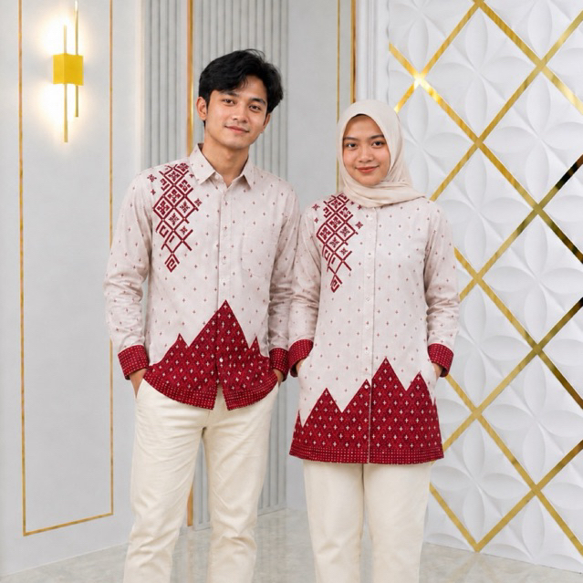 Batik Couple Premium Pria Wanita Bahan Katun Full Lapisan Trikot Bisa Seragaman Kondangan Keluarga