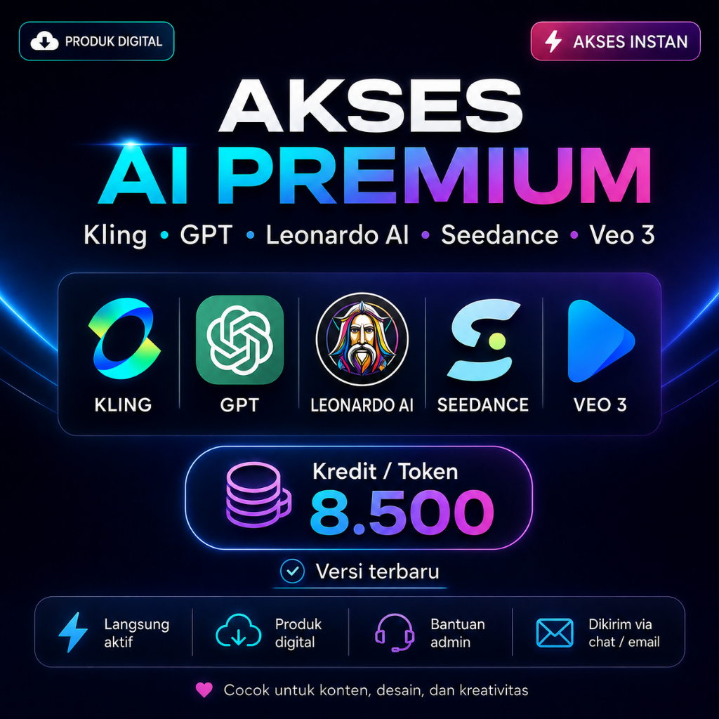 Paket Akses Leonardo AI Premium 8500 - Template Premium & Generate Gambar AI - KLIG - Seedance - GPT - Nanobanana