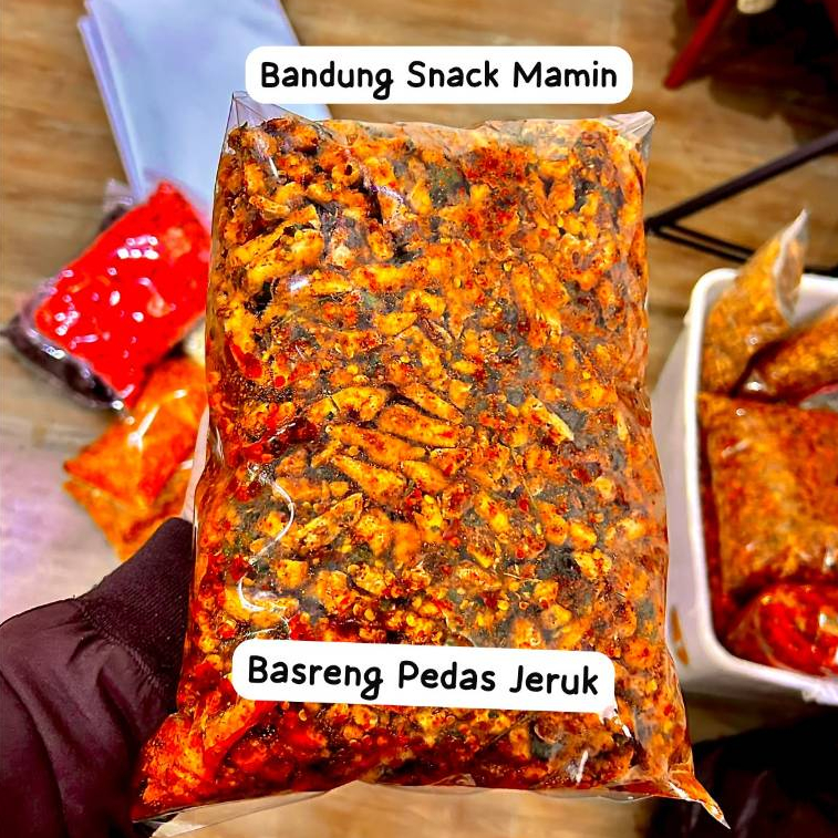 BASRENG PEDAS DAUN JERUK VIRAL 1KG BANDUNG SNACK MAMIN