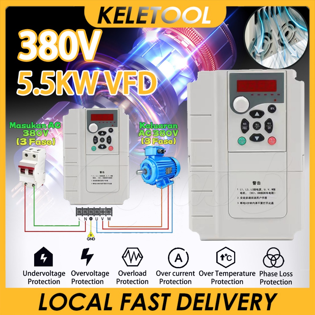 Jual [Ready Stock] 380V 5.5KW VFD Frekuensi Variabel Converter Inverter ...
