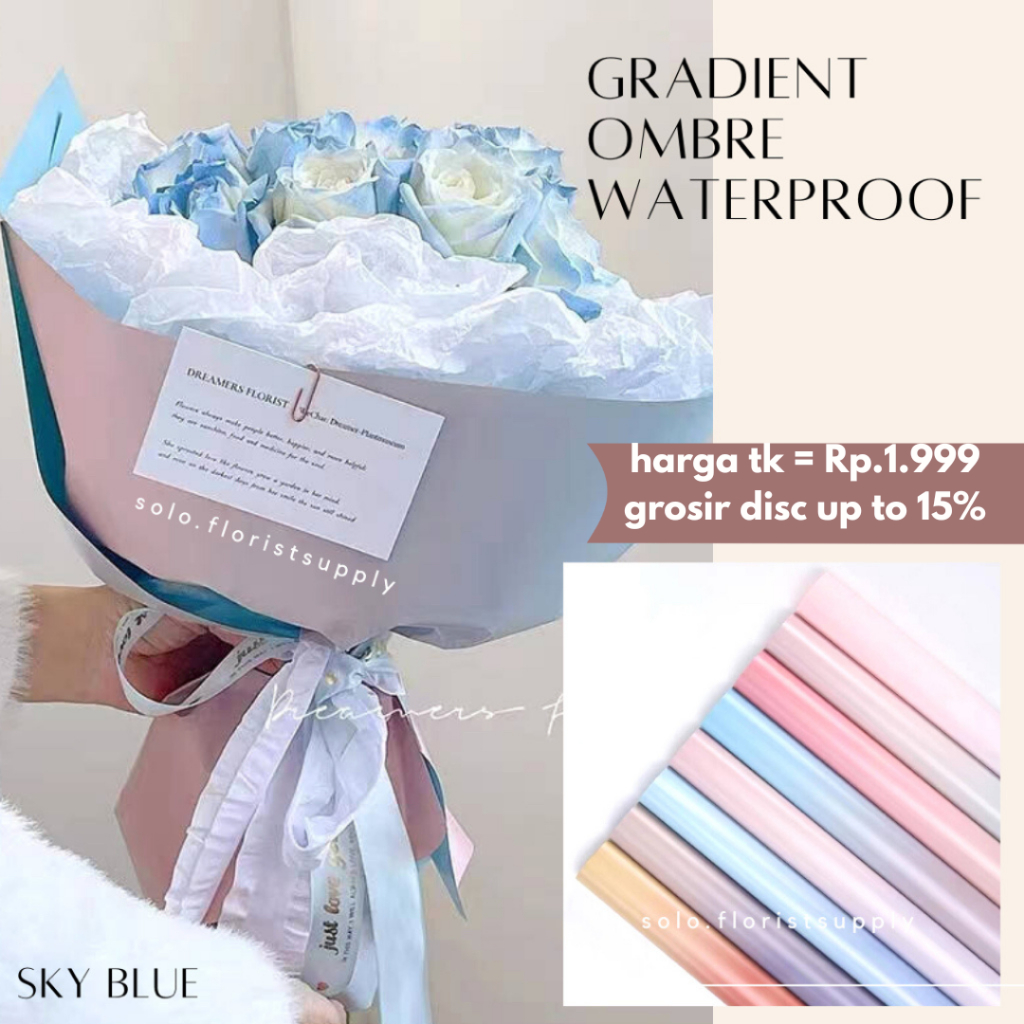 Jual GRADIENT OMBRE COLOR WATERPROOF CELLOPHANE KOREAN FLOWER WRAPPING ...