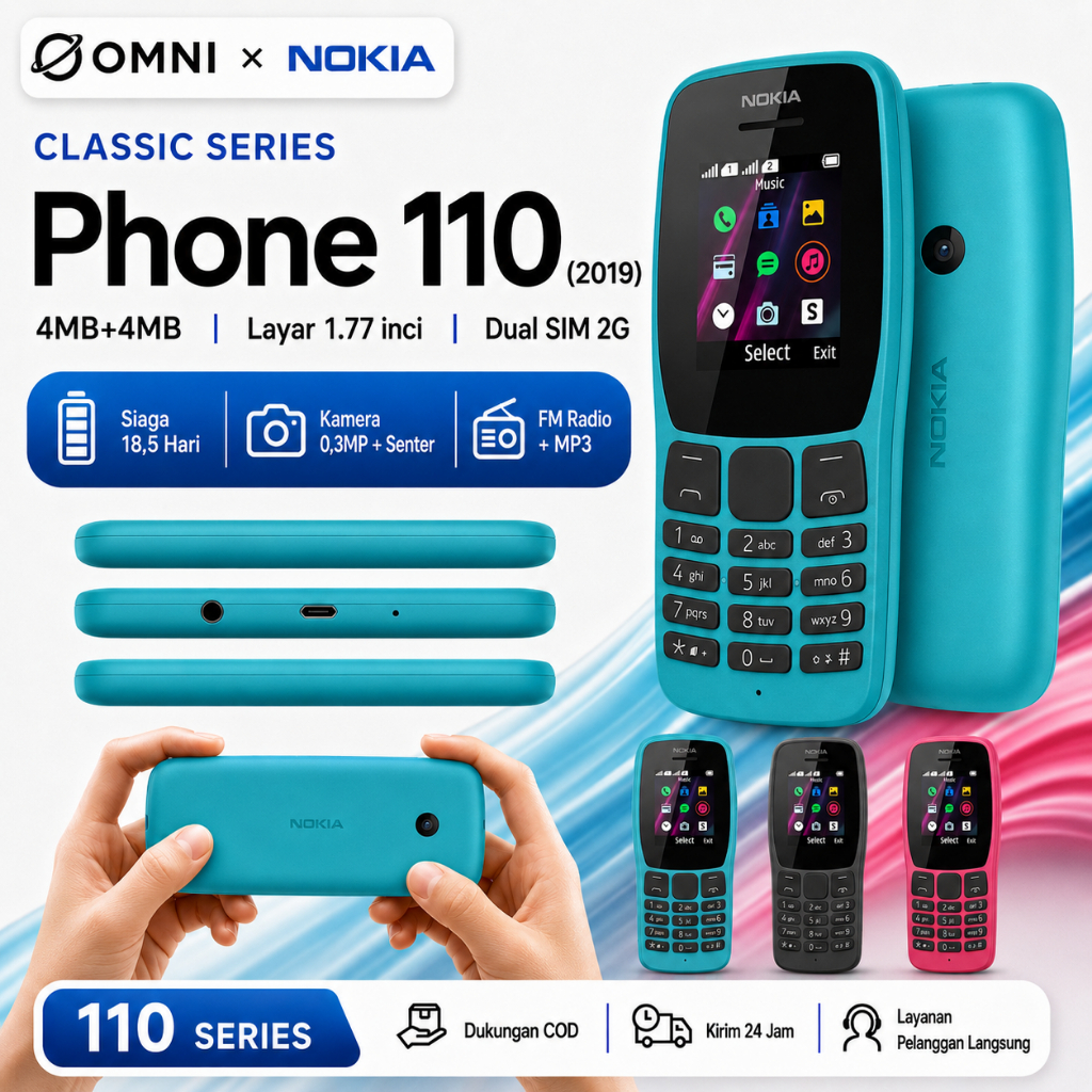 HP Nokia 110 2019 Dual SIM Kamera Sinyal Kuat HP Jadul Klasik Garansi Toko 30 Hari