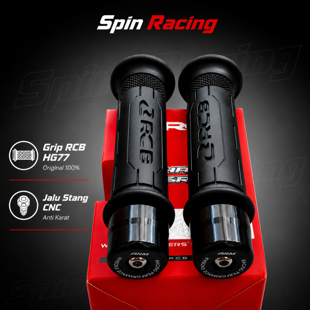 RCB ORIGINAL HG77 Handgrip RCB + Jalu Stang CNC Anti Karat | Anti Licin | Universal Motor | Paket Hemat ORIGINAL 100%