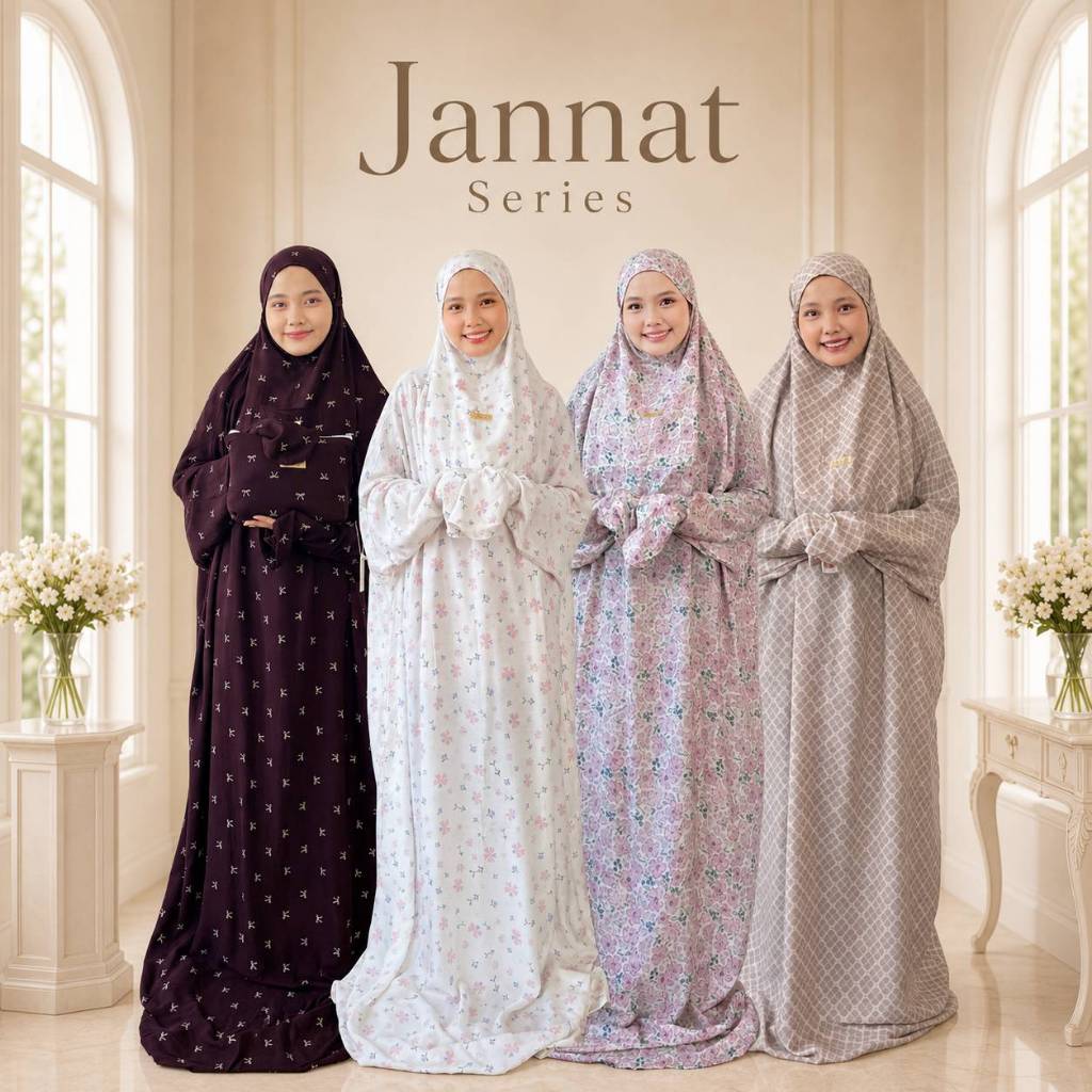 Mukena Dewasa Terusan Motif Jannat Series By Bilza.id Bahan Rayon Viscose Adem Nyaman Bisa COD