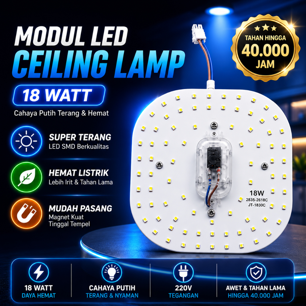 Jual Modul LED Ceiling Lamp 18W Cahaya Putih Super Terang Hemat Listrik ...