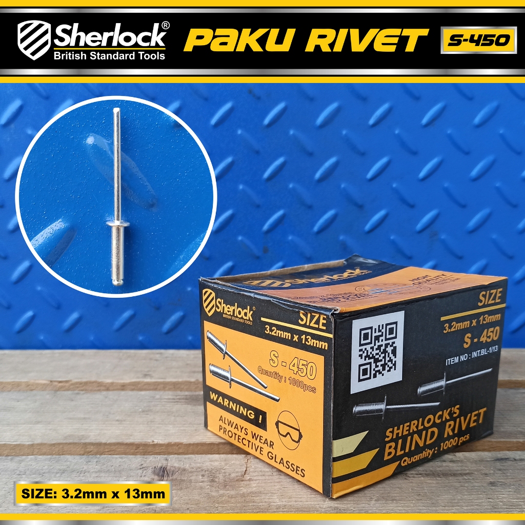 Jual Paku Rivet Sherlock S - 450 size 3,2 mm x 13 mm (isi +/- 1000 pcs ...