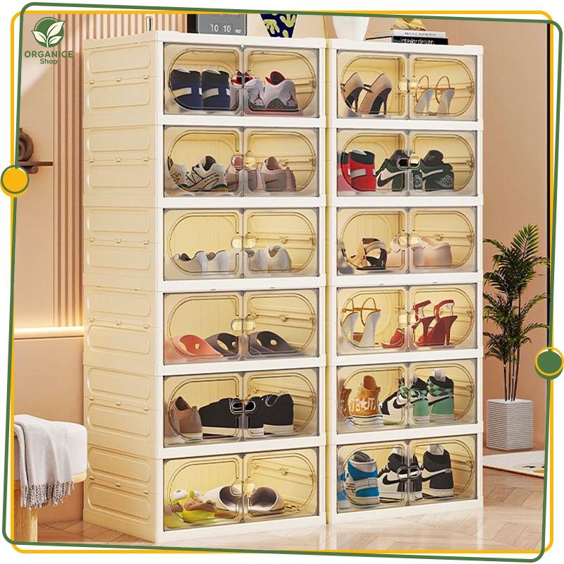 Jual ORG Rak Sepatu Lipat Transparan Anti Debu 3/6/9 Susun Rak Sepatu ...