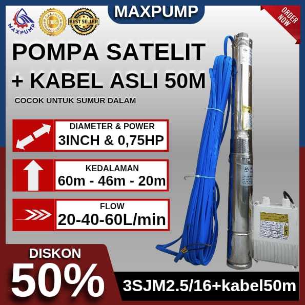 Jual MAXPUMP Mesin Pompa air Satelit Casing Pipa 3inch Submersible Pump ...