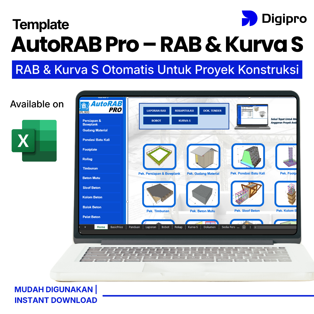 Jual Software RAB Proyek Konstruksi AutoRAB | Excel Otomatis + Kurva S ...