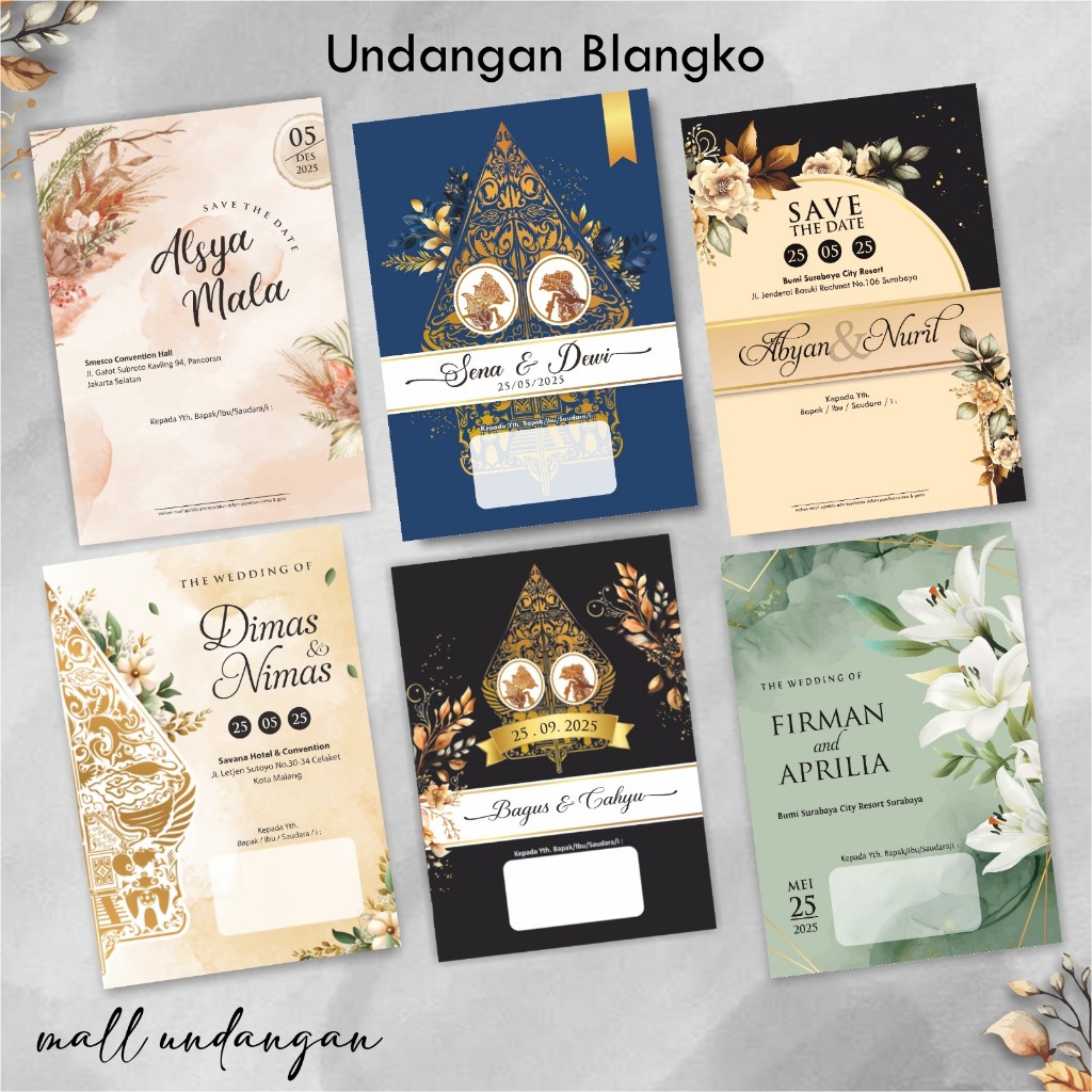 Undangan Pernikahan Murah Full Colour Desain Kekinian Borderless BC Tebal 150 Kangen Mall Undangan