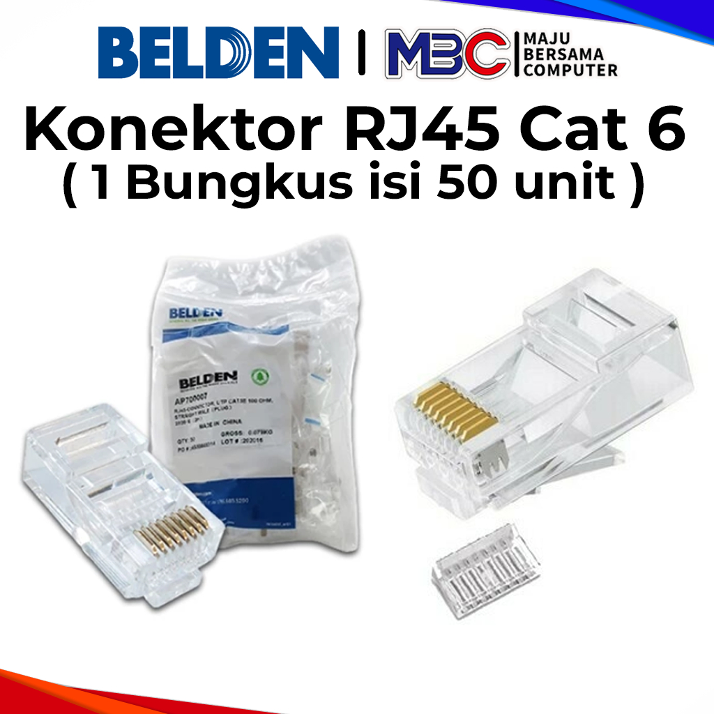 Jual Konektor RJ45 Belden Cat 6 isi 50 - Konektor RJ45 UTP Kabel Lan ...
